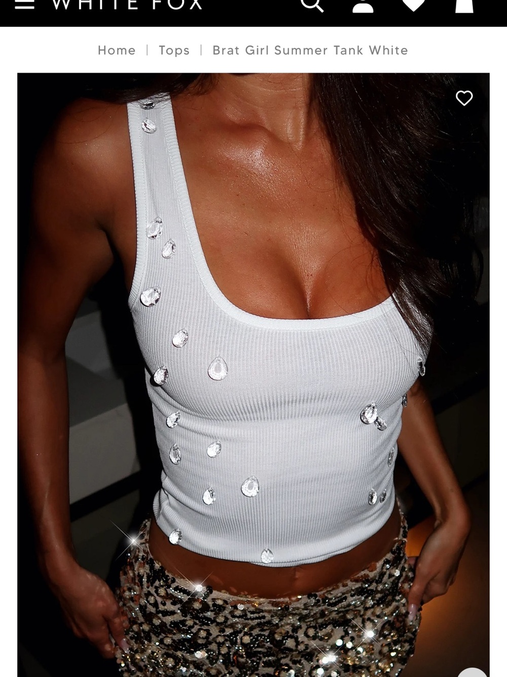 White Fox Brat Girl Summer Tank Top in White
